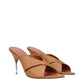 Brown Leather Stiletto Heel Sandals