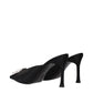 Black Satin High Heel Pumps