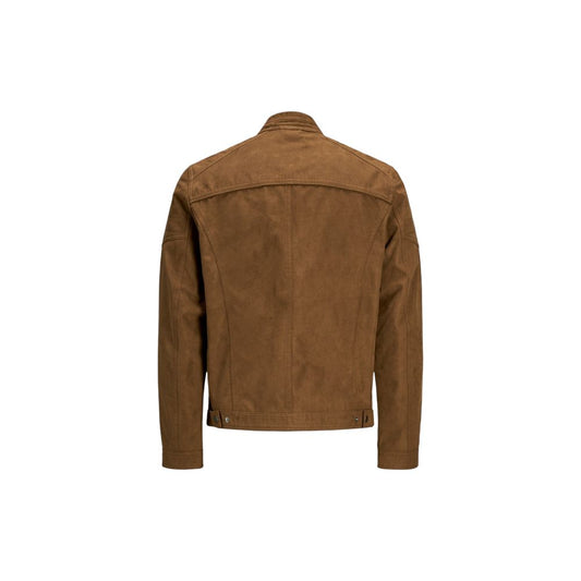 Beige Artificial Leather Jackets & Coat