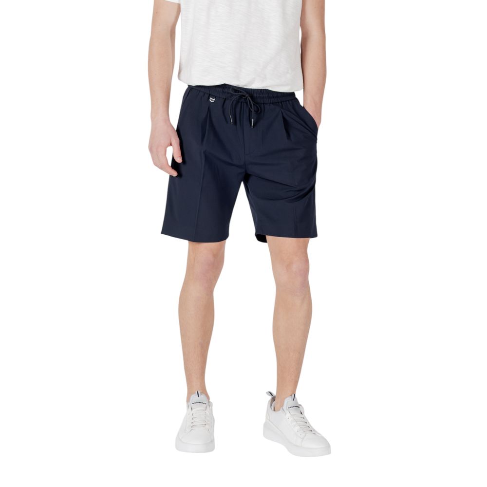 Blue Polyester Bermuda