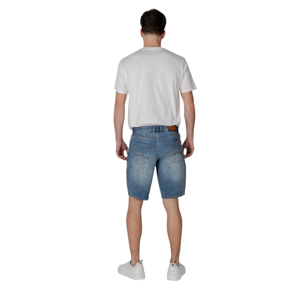Blue Polyester Bermuda
