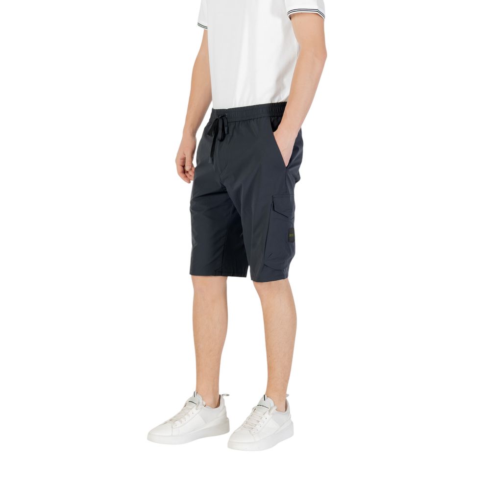 Blue Polyester Bermuda