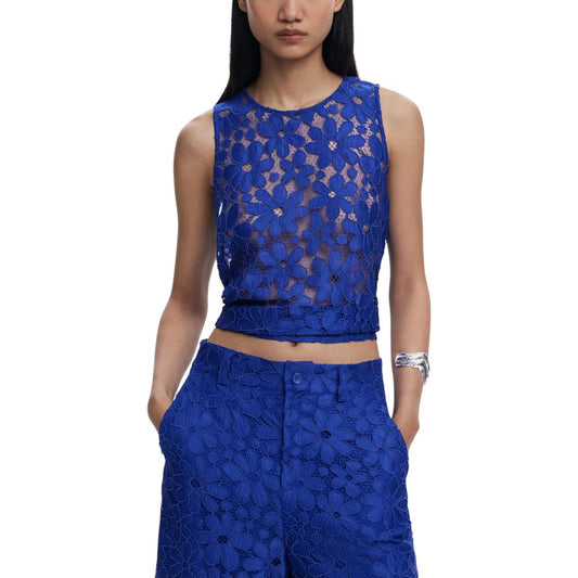 Blue Polyester Tank Top
