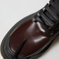 Maroon Leather Mid Calf Biker Boots Shoes