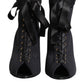 Black Stiletto Heels Lace Up Boots Shoes