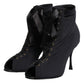 Black Stiletto Heels Lace Up Boots Shoes