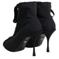 Black Stiletto Heels Lace Up Boots Shoes
