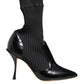 Black Stretch Stilettos Booties Socks Shoes