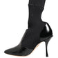 Black Stretch Stilettos Booties Socks Shoes