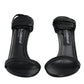 Black Leather Stiletto Heels Sandals Shoes