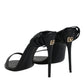 Black Leather Stiletto Heels Sandals Shoes