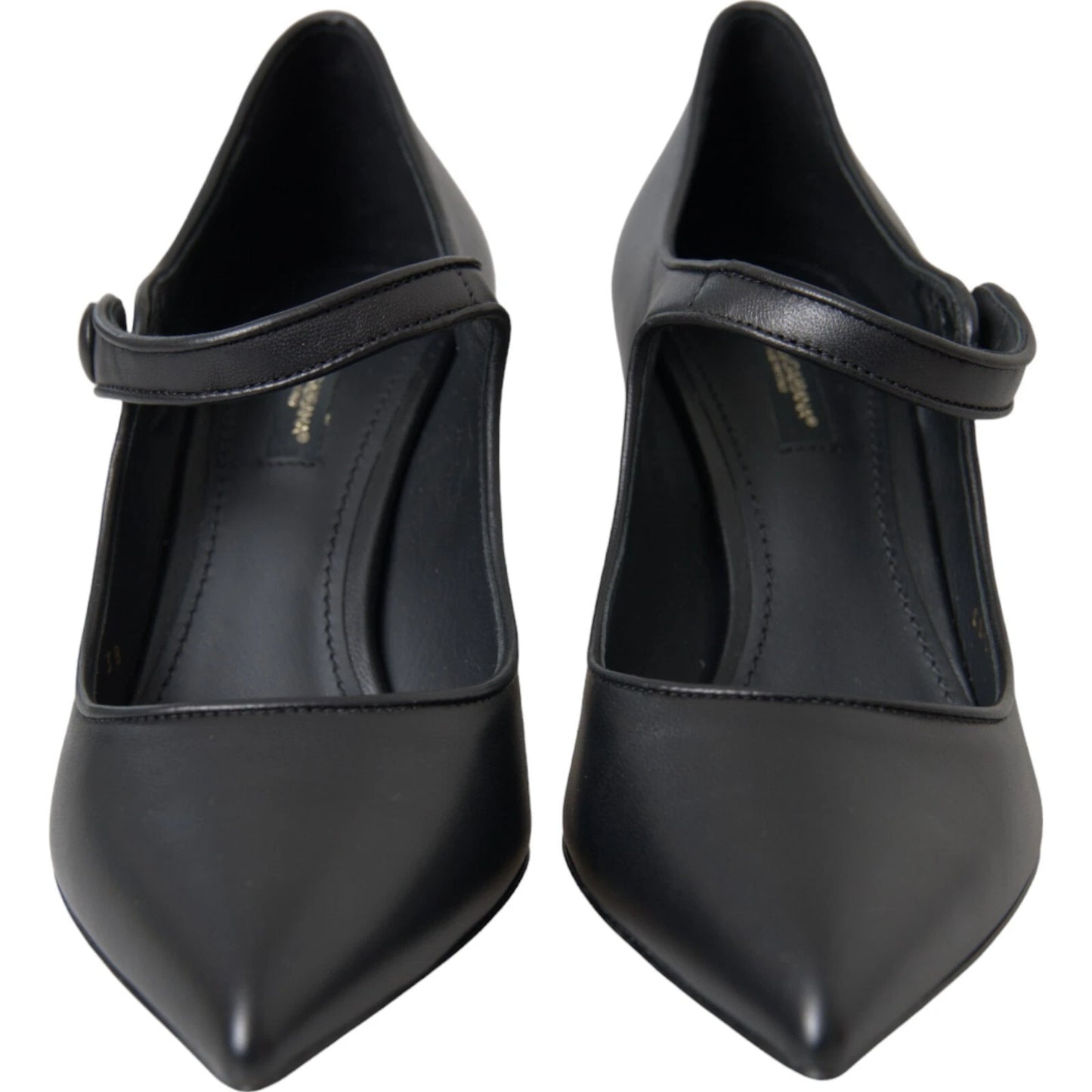 Black Leather Logo Heels Mary Janes Pumps Shoes