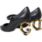 Black Leather Logo Heels Mary Janes Pumps Shoes