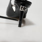 Black Patent Leather Crystal Slingback Shoes