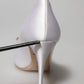 White Crystals Peep Toe Satin Pumps Shoes