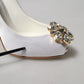 White Crystals Peep Toe Satin Pumps Shoes