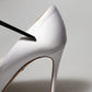 White Crystals Peep Toe Satin Pumps Shoes
