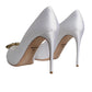 White Crystals Peep Toe Satin Pumps Shoes