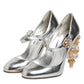 Silver Chandelier Sculpted Heel Mary Jane Pump Shoes