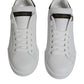 White Black Leather Low Top Sneakers Shoes