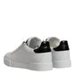 White Black Leather Low Top Sneakers Shoes