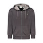 Black Cotton Men Sweater with Hood and Zip