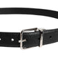 Black Leather Metal Buckle Classic Men Belt