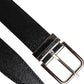 Black Leather Metal Buckle Classic Men Belt