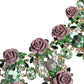 Gold Brass Link Chain Rose Petal Crystal Necklace