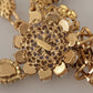 Gold Tone Floral Crystals Purple Embellished