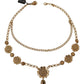 Gold Tone Floral Crystals Purple Embellished