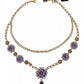 Gold Tone Floral Crystals Purple Embellished