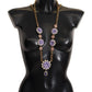 Gold Tone Floral Crystals Purple Embellished