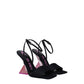Black Satin Stiletto Heels Sandals
