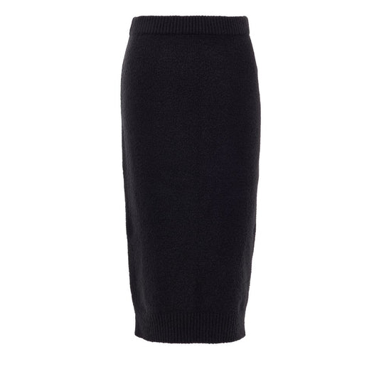Black Cotton Midi Skirt