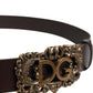 Brown Leather Baroque DG Gold Buckle Men Belt