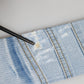 Blue Two Tone Denim Gold Metal Buckle Belt