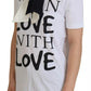 White Cotton LOVE Print Top Blouse T-shirt