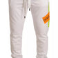 White Cotton Logo Patch Sweatpants Jogging Pants