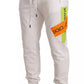 White Cotton Logo Patch Sweatpants Jogging Pants