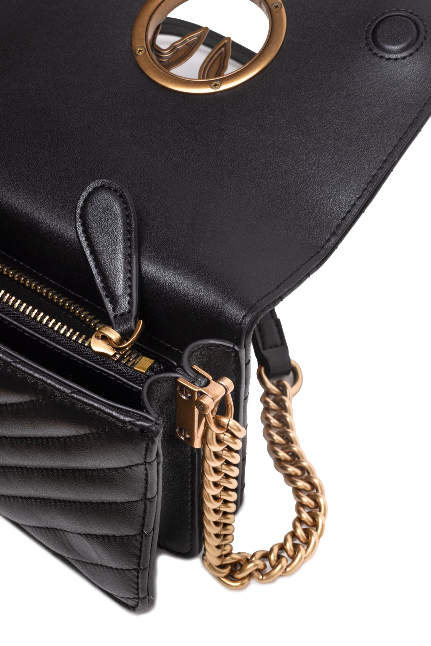 Black Leather Love Click Mini Shoulder Bag
