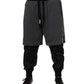 Black Gray Cotton Layered Sweatpants Pants