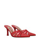 Red Leather Stiletto Heels Sandals