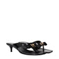 Black Leather Stiletto Heels Sandals