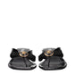 Black Leather Stiletto Heels Sandals