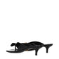 Black Leather Stiletto Heels Sandals