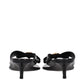 Black Leather Stiletto Heels Sandals