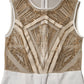 White Beige Mesh Crystal Embellished Sleeveless Jumpsuit