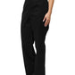 Black Wool Blend Pinstripe Straight Leg Pants