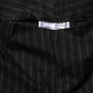 Black Wool Blend Pinstripe Straight Leg Pants